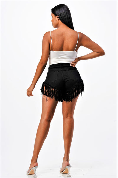Daisy High Rise Fringe Shorts
