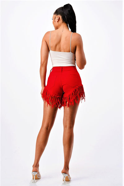 Daisy High Rise Fringe Shorts
