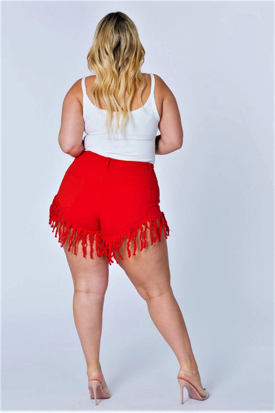 Daisy High Rise Fringe Shorts - PLUS