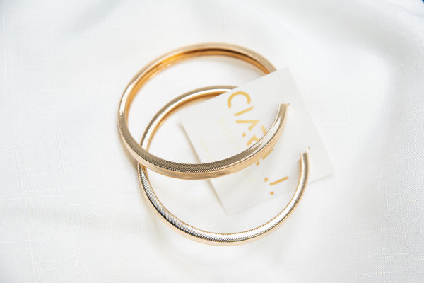 Herringbone Hoop Earrings - Gold