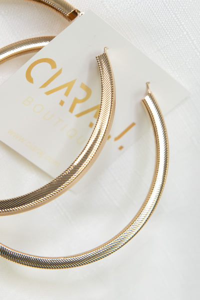 Herringbone Hoop Earrings - Gold