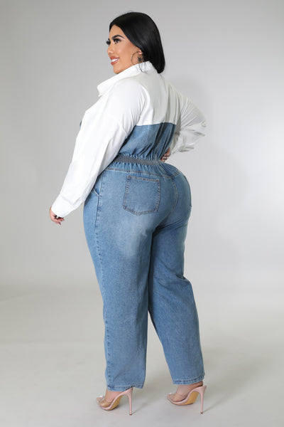 Geneva Denim Jumpsuit - PLUS