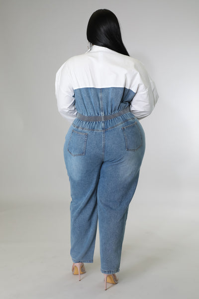 Geneva Denim Jumpsuit - PLUS