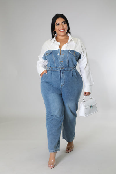 Geneva Denim Jumpsuit - PLUS