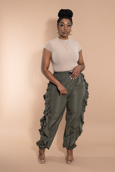 Farrah Ruffle Jogger - Olive