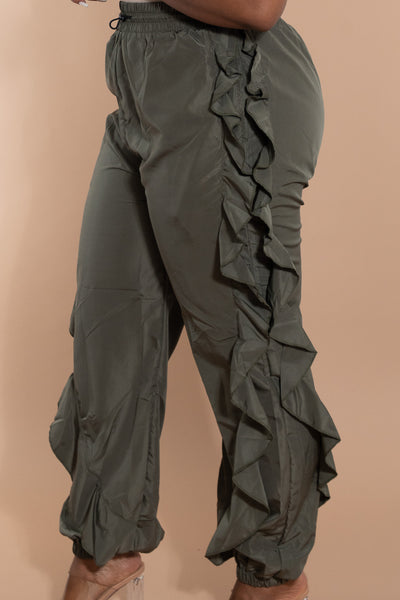 Farrah Ruffle Jogger - Olive