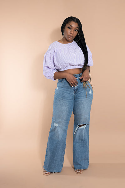 Riley Striped Crop Top - Lavender
