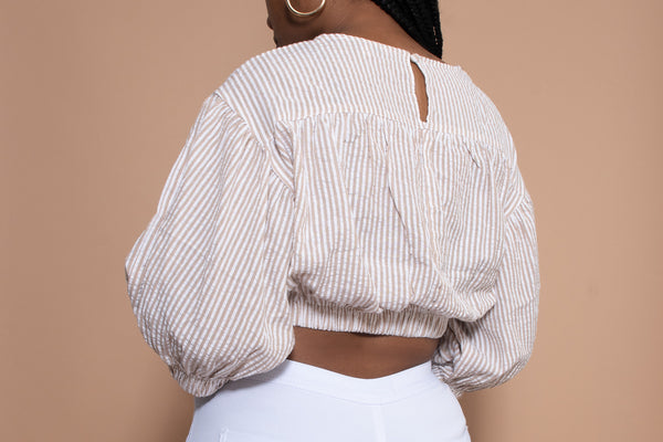 Riley Striped Crop Top - Khaki