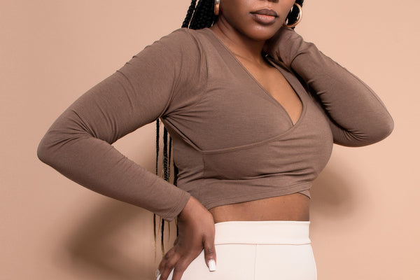 Crossed Up Crop Shirt - Mocha