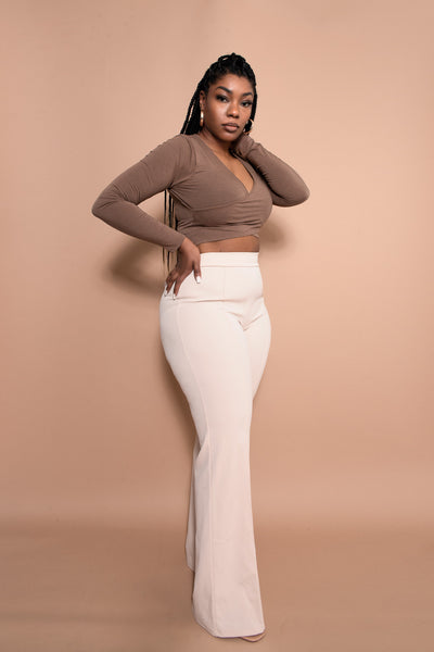 Crossed Up Crop Shirt - Mocha