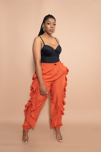 Farrah Ruffle Jogger - Rust