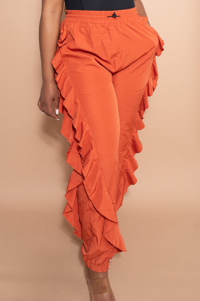 Farrah Ruffle Jogger - Rust