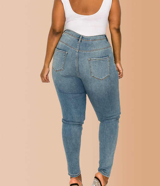 Late Night Distressed Skinny Jeans - PLUS