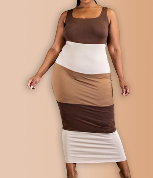 Maya Color Block Tank Dress - PLUS