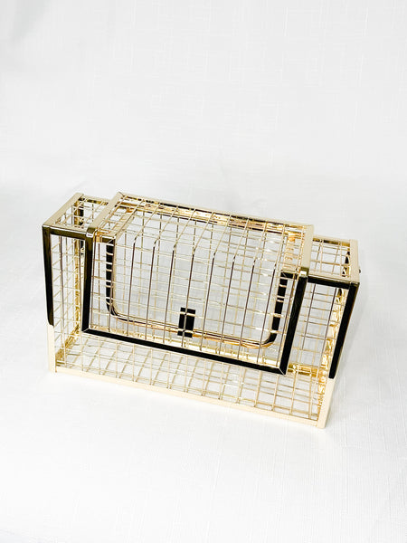 Riley - Gold Cage Metal Bag