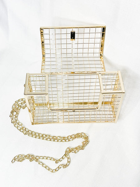 Riley - Gold Cage Metal Bag