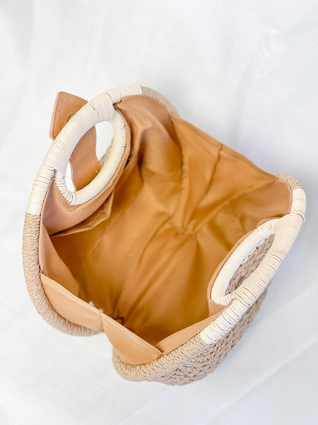 Mya - Woven Straw Top Handle Bag