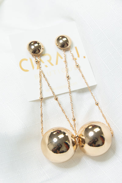 Wrecking Ball - Drop Dangle Earrings Gold