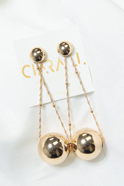 Wrecking Ball - Drop Dangle Earrings Gold